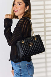 David Jones Black Quilted PU Leather Handbag, Shoulder Bags, $ 55.00, A Moment Of Now™